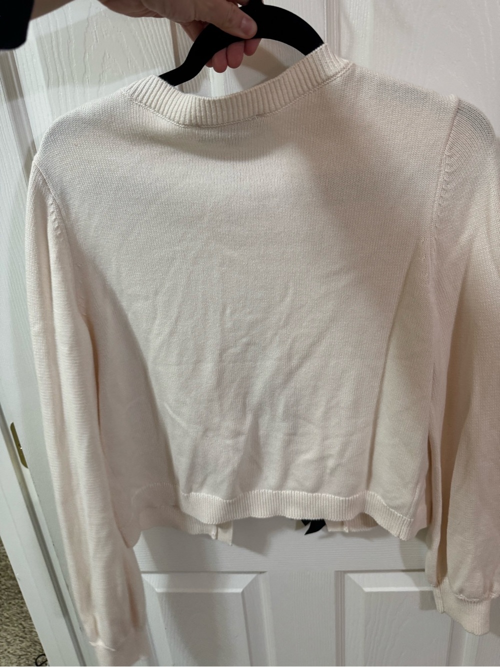 LOFT Cream Cardigan with Black Bow Accents - Picture 7 of 7
